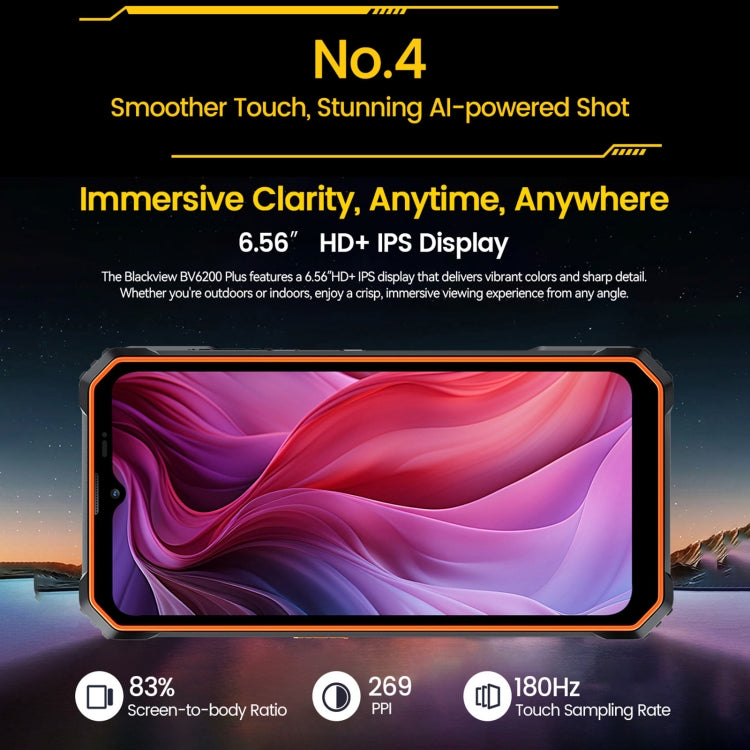 Blackview BV6200 Plus, 8 GB + 256 GB, IP68 / IP69K / MIL-STD-810H, 6,56 pollici Android 14 Unisoc UMS9230 T606 Octa Core, rete: 4G, OTG, NFC