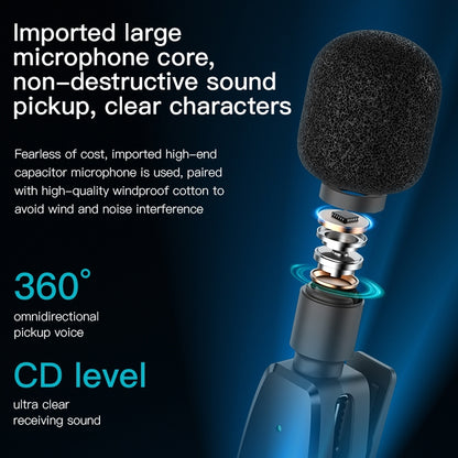 YESIDO KR11 Microfono lavalier wireless a bassa latenza con ricevitore Type-C, KR11