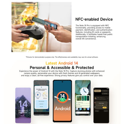 Ulefone Note 18 Pro, 6 GB + 256 GB, Face ID e impronta digitale laterale, 6,78 pollici Android 14 MediaTek Helio G91 MTK6769 Octa Core, rete: 4G, doppia SIM, OTG, NFC