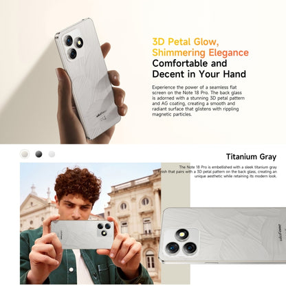 Ulefone Note 18 Pro, 6 GB + 256 GB, Face ID e impronta digitale laterale, 6,78 pollici Android 14 MediaTek Helio G91 MTK6769 Octa Core, rete: 4G, doppia SIM, OTG, NFC