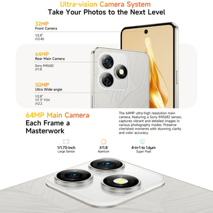 Ulefone Note 18 Pro, 6 GB + 256 GB, Face ID e impronta digitale laterale, 6,78 pollici Android 14 MediaTek Helio G91 MTK6769 Octa Core, rete: 4G, doppia SIM, OTG, NFC