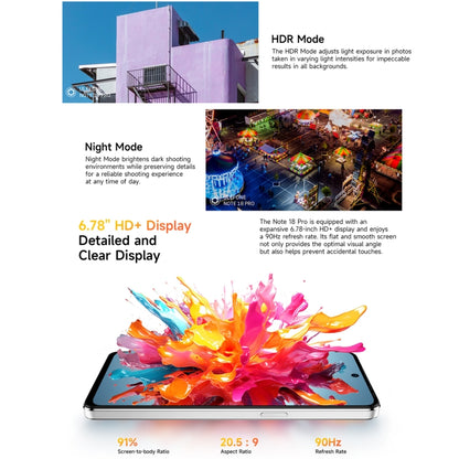 Ulefone Note 18 Pro, 6 GB + 256 GB, Face ID e impronta digitale laterale, 6,78 pollici Android 14 MediaTek Helio G91 MTK6769 Octa Core, rete: 4G, doppia SIM, OTG, NFC