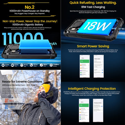 Blackview BV6200 Plus, 8 GB + 256 GB, IP68 / IP69K / MIL-STD-810H, 6,56 pollici Android 14 Unisoc UMS9230 T606 Octa Core, rete: 4G, OTG, NFC