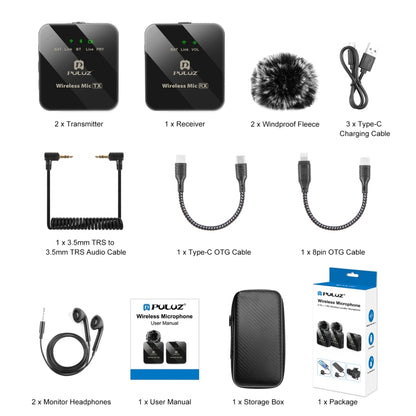 Microfono lavalier wireless PULUZ 2 TX + 1 RX, 2 TX + 1 RX