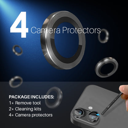 NORTHJO 2 Sets 4pcs Camera Lens Protector Cover Metal Ring Film