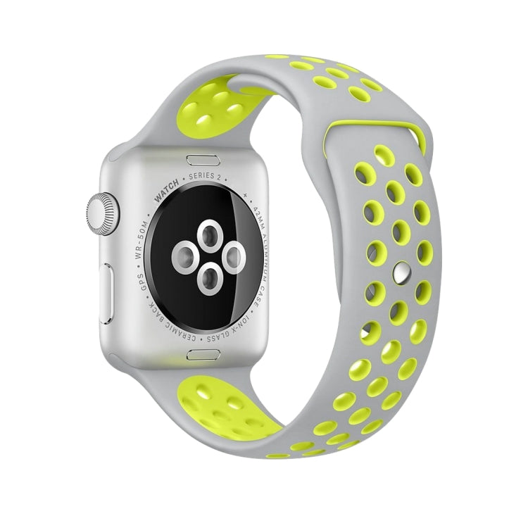 Per Apple Watch Ultra 49mm / Series 8&7 45mm / SE 2&6&SE&5&4 44mm / 3&2&1 42mm Cinturino sportivo in silicone classico alla moda (blu scuro bianco)