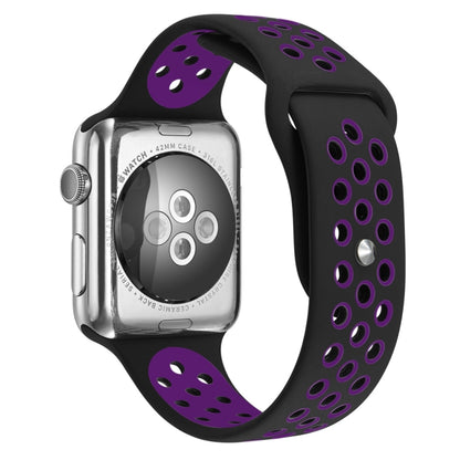 Per Apple Watch Ultra 49mm / Series 8&7 45mm / SE 2&6&SE&5&4 44mm / 3&2&1 42mm Cinturino sportivo in silicone classico alla moda (blu scuro bianco)